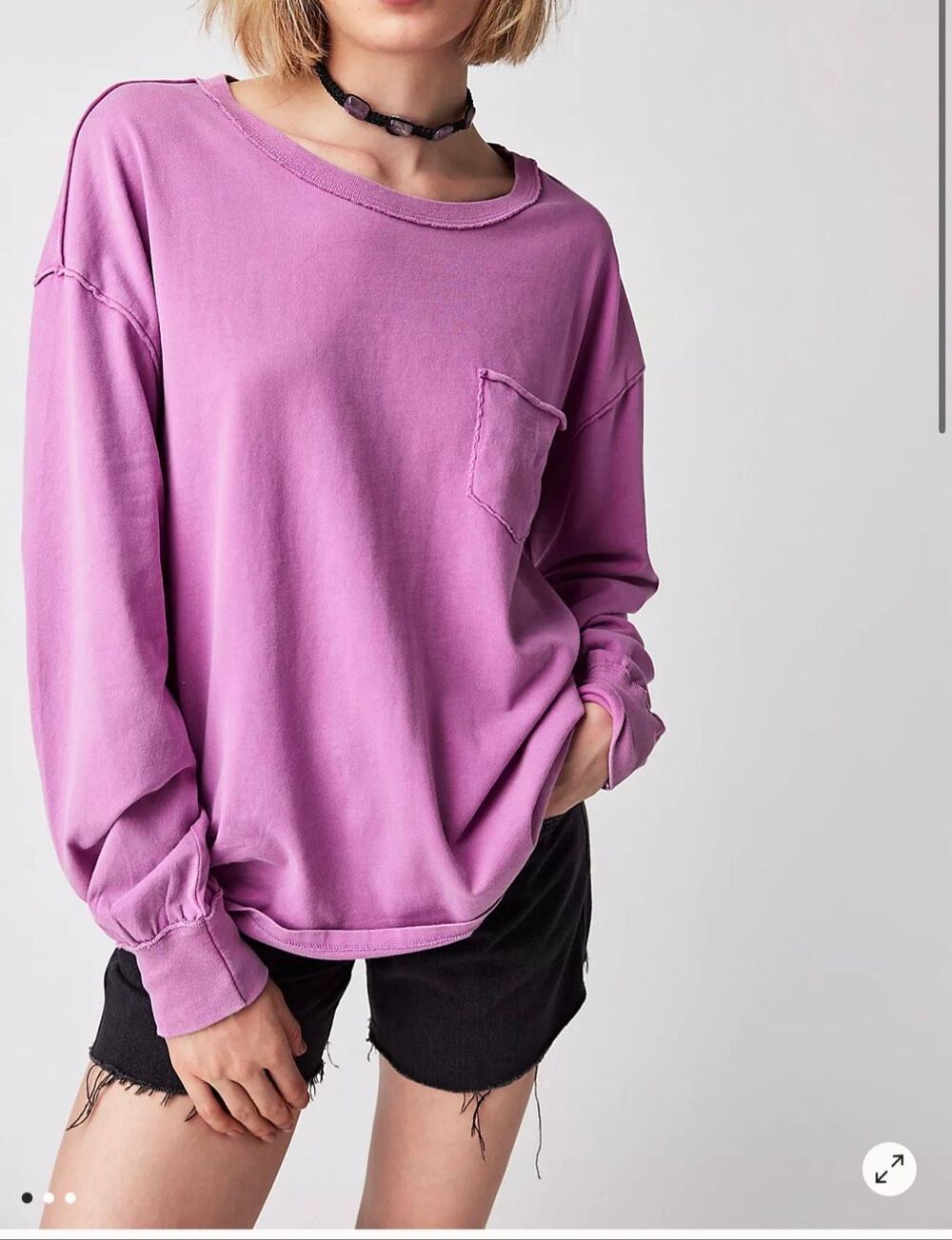 Free People We The Free Fade Into You Long Sleeve Tee orchid purple XS NEW
